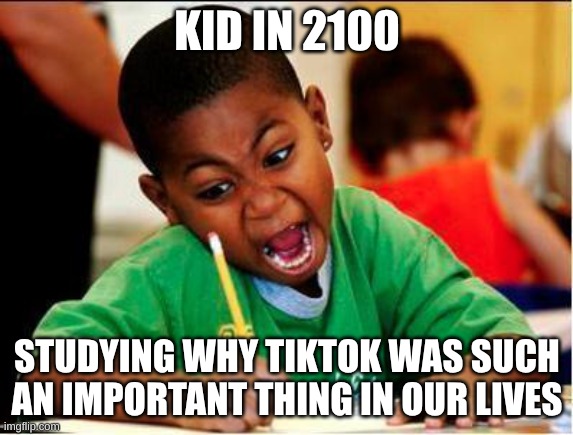 2100 | KID IN 2100; STUDYING WHY TIKTOK WAS SUCH AN IMPORTANT THING IN OUR LIVES | image tagged in study | made w/ Imgflip meme maker