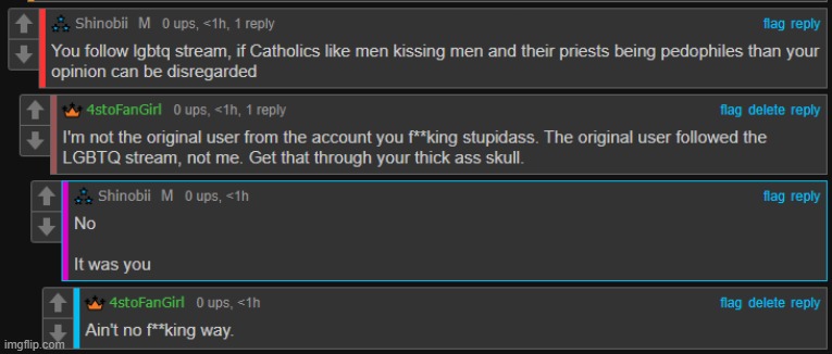 4sto followed LGBTQ, not me. Now we're starting shit over it. Bloody fantastic. | made w/ Imgflip meme maker