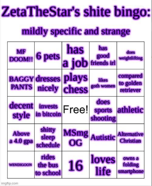 Zeta Bingo | image tagged in zeta bingo | made w/ Imgflip meme maker