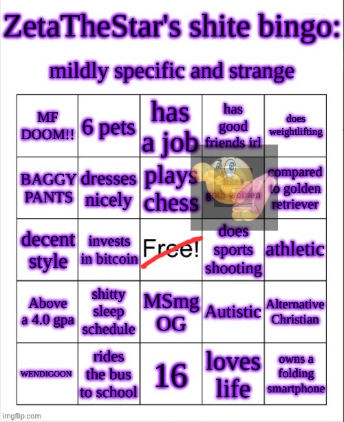 image tagged in zeta bingo | made w/ Imgflip meme maker