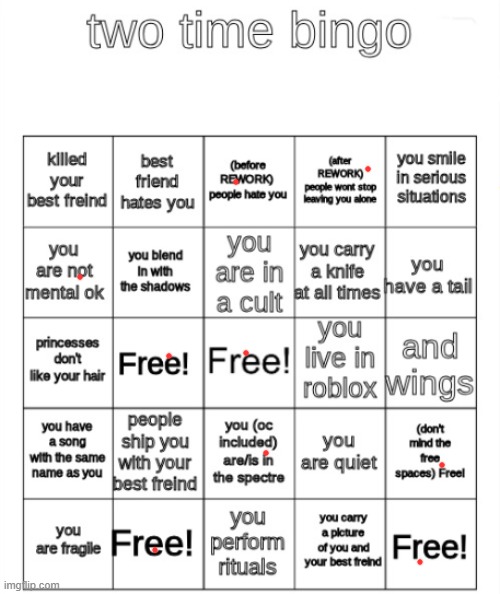 two time bingo | image tagged in two time bingo | made w/ Imgflip meme maker