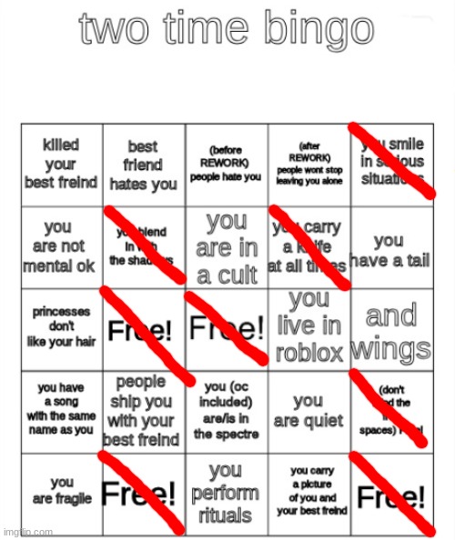 two time bingo | image tagged in two time bingo | made w/ Imgflip meme maker
