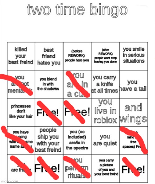 two time bingo | image tagged in two time bingo | made w/ Imgflip meme maker
