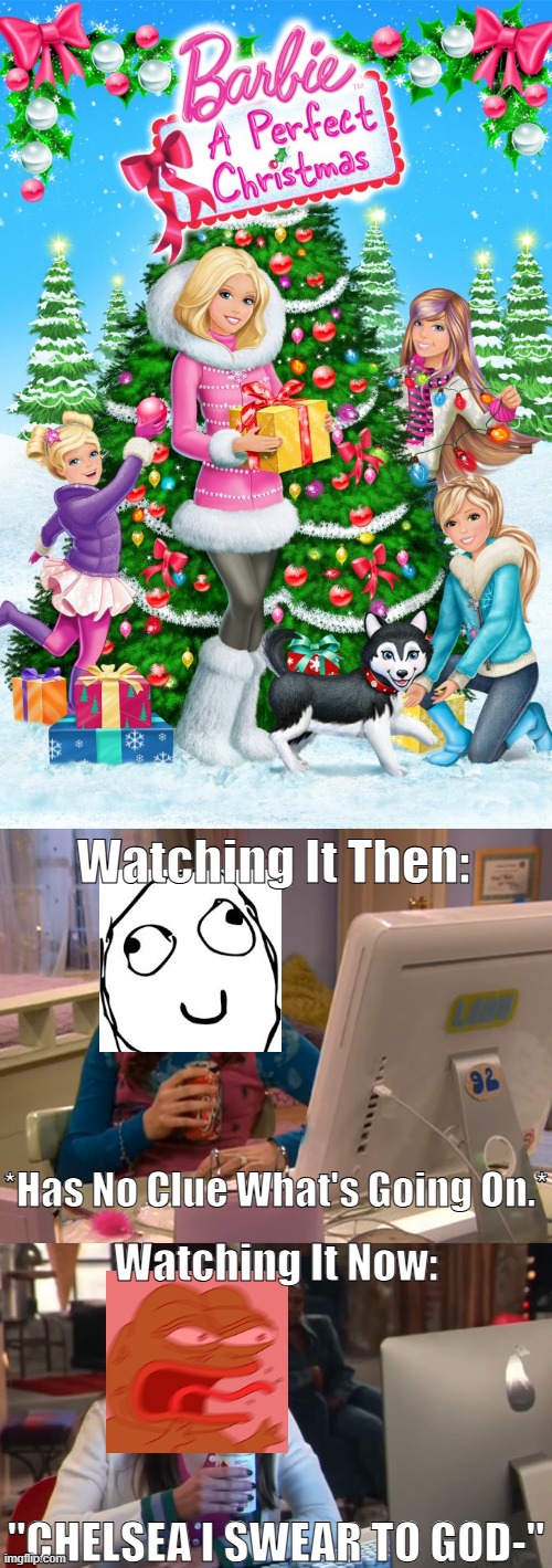 Chelsea Made Me So Mad When I Rewatched The Movie. | Watching It Then:; *Has No Clue What's Going On.*; Watching It Now:; "CHELSEA I SWEAR TO GOD-" | image tagged in icarly then and now | made w/ Imgflip meme maker