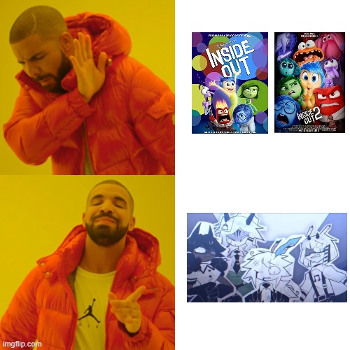 fundamental paper education over inside out | image tagged in memes,drake hotline bling,inside out,inside out 2,fpe,fundamental paper education | made w/ Imgflip meme maker