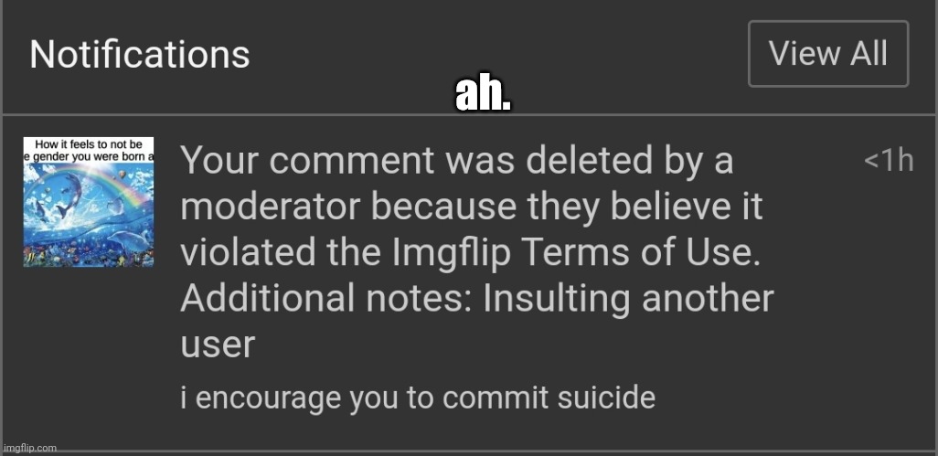 yeah i can see why but it was some guy fucking an animal for the picture which is now deleted | ah. | made w/ Imgflip meme maker