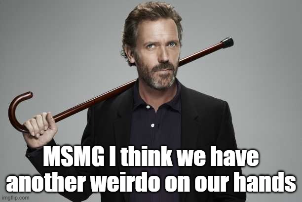 Dr House | MSMG I think we have another weirdo on our hands | image tagged in dr house | made w/ Imgflip meme maker