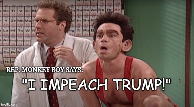 SNL Char4acters: Where are they NOW? | "I IMPEACH TRUMP!"; REP. MONKEY BOY SAYS: | image tagged in snl,congress,conservatives,political memes | made w/ Imgflip meme maker