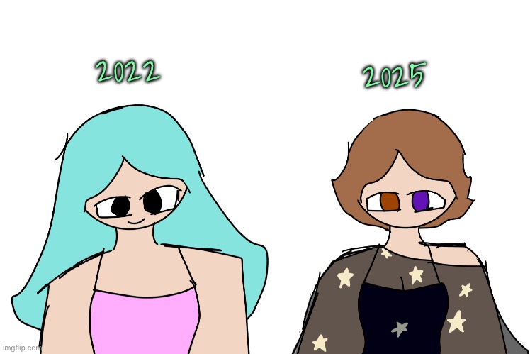 Happy birthday to May, my first oc and the one that changed everything | 2025; 2022 | made w/ Imgflip meme maker