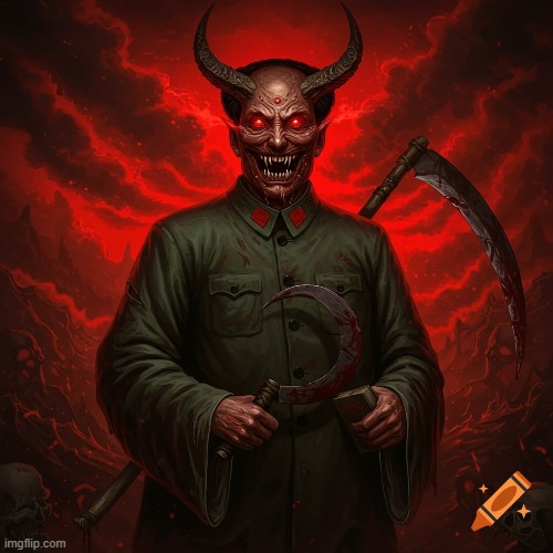 Mao Zedong as a demon | image tagged in communism,mao zedong,demon | made w/ Imgflip meme maker