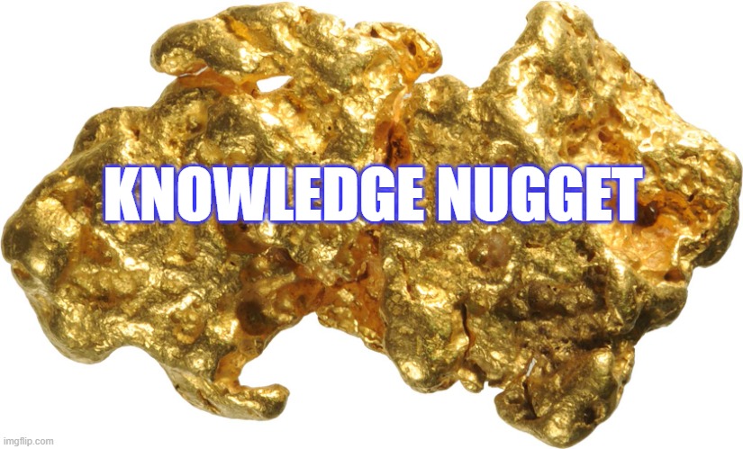 gold nugget | KNOWLEDGE NUGGET | image tagged in gold nugget | made w/ Imgflip meme maker