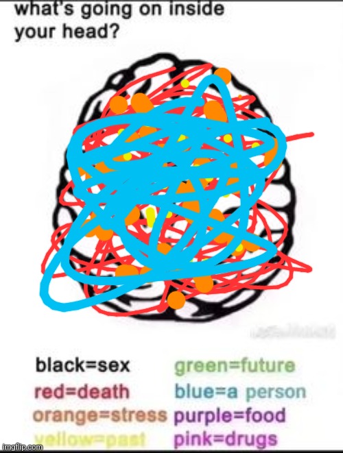 The people are Rylie and Gerard Way. That's literally it | image tagged in what's going on inside your head | made w/ Imgflip meme maker