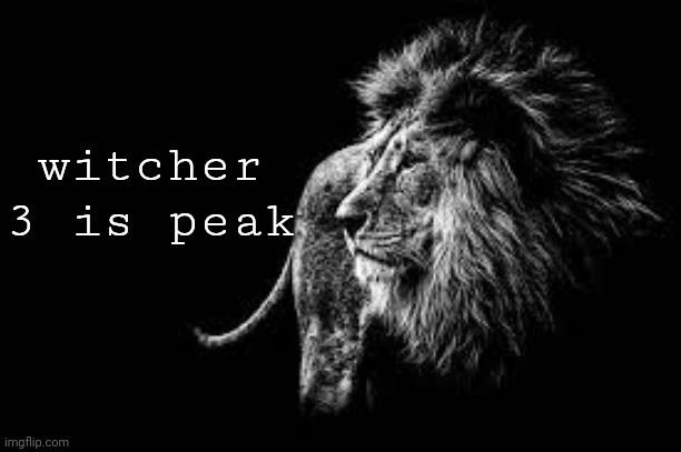Blank lion template | witcher 3 is peak | image tagged in blank lion template | made w/ Imgflip meme maker
