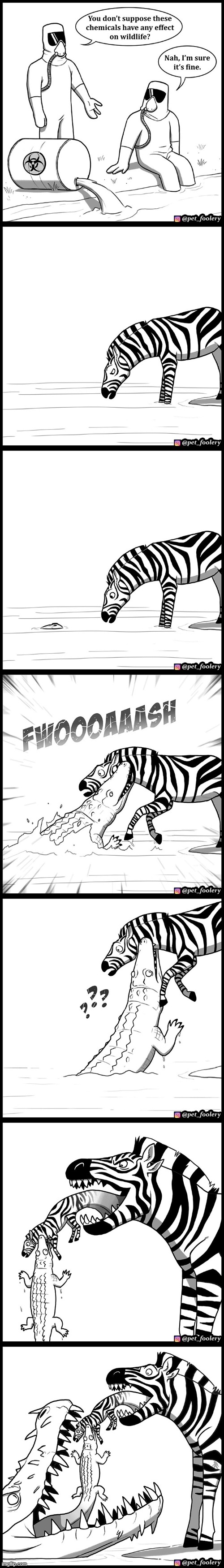 image tagged in chemicals,wildlife,zebra,alligator,mutant,wait what | made w/ Imgflip meme maker