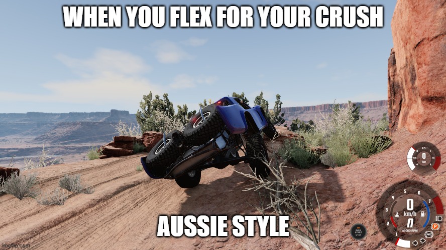 How you flex on your crush | WHEN YOU FLEX FOR YOUR CRUSH; AUSSIE STYLE | image tagged in flex,wheels,beamng | made w/ Imgflip meme maker