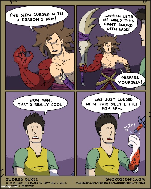 image tagged in swords,curse,arm,dragon,fish,oof | made w/ Imgflip meme maker