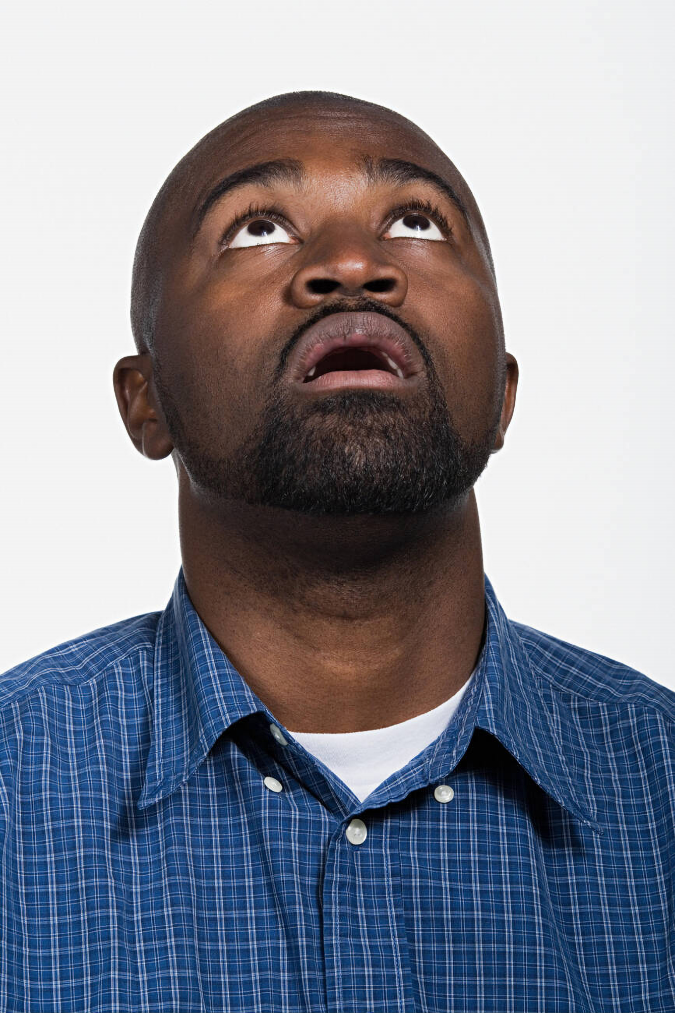 Mid Adult African American Man Looking Up Blank Meme Template