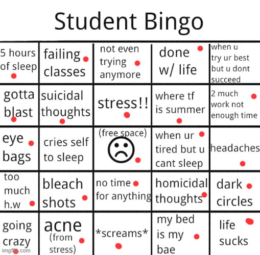 student bingo | image tagged in student bingo | made w/ Imgflip meme maker