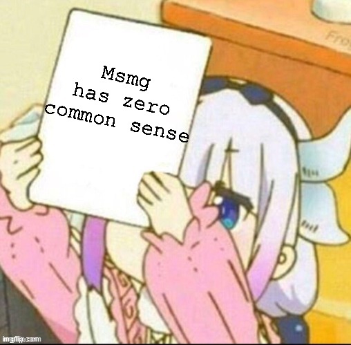 Girl holding paper | Msmg has zero common sense | image tagged in girl holding paper | made w/ Imgflip meme maker