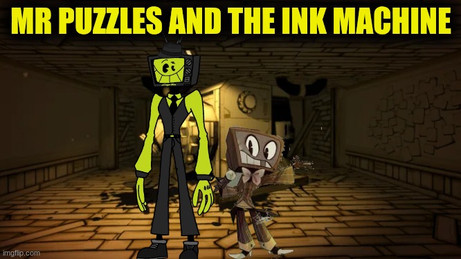 mr puzzles and vox in mr puzzles and the ink machine | MR PUZZLES AND THE INK MACHINE | image tagged in smg4,batim | made w/ Imgflip meme maker