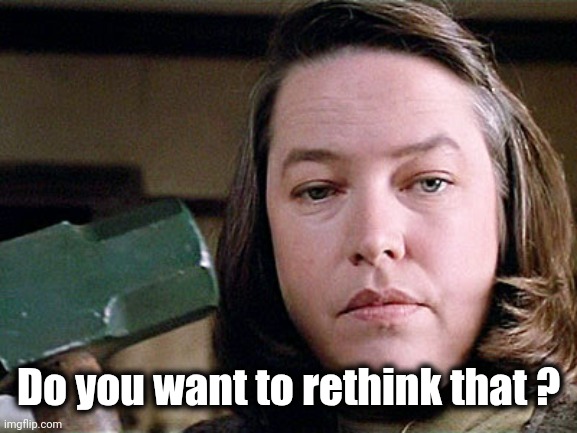 misery | Do you want to rethink that ? | image tagged in misery | made w/ Imgflip meme maker
