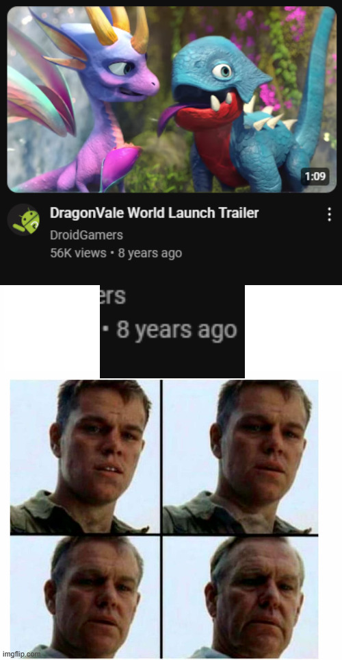 this game defined a generation | image tagged in matt damon gets older,dragonvale | made w/ Imgflip meme maker