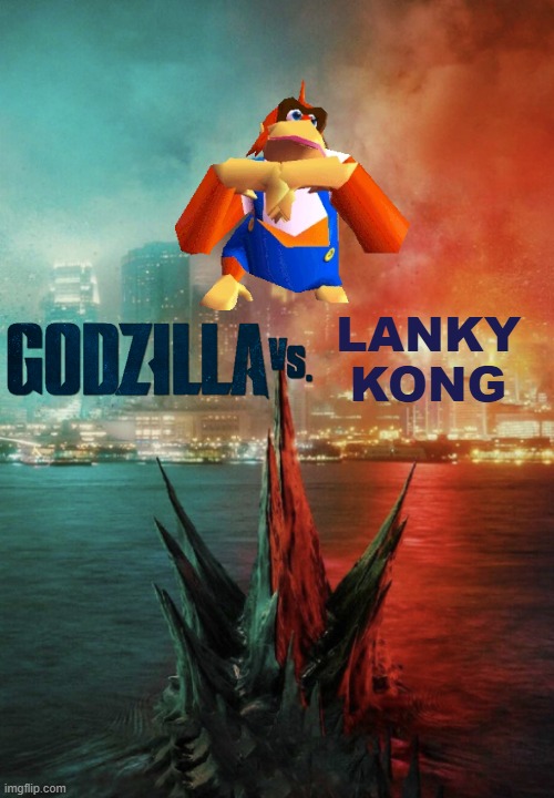 Godzilla vs x | LANKY KONG | image tagged in godzilla vs x | made w/ Imgflip meme maker