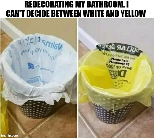Redecorating My Bathroom. I Can't Decide On White Or Yellow | REDECORATING MY BATHROOM. I CAN'T DECIDE BETWEEN WHITE AND YELLOW | image tagged in chrisjoines1 | made w/ Imgflip meme maker