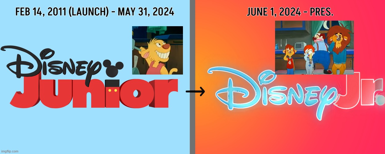 image tagged in disney junior to disney jr rebrand | made w/ Imgflip meme maker