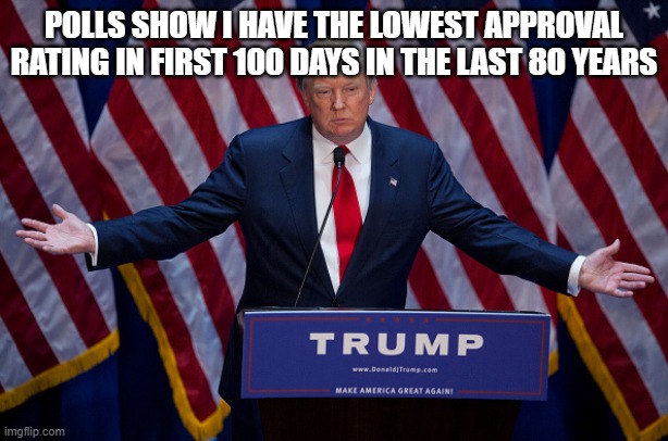You guys didn't say it was rigged when Biden had low ratings... HYPOCRISY | POLLS SHOW I HAVE THE LOWEST APPROVAL RATING IN FIRST 100 DAYS IN THE LAST 80 YEARS | image tagged in donald trump,conservative hypocrisy,pathetic don | made w/ Imgflip meme maker