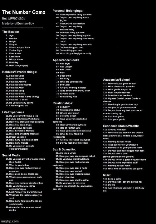 The Number Game (sexless) | image tagged in the number game sexless | made w/ Imgflip meme maker