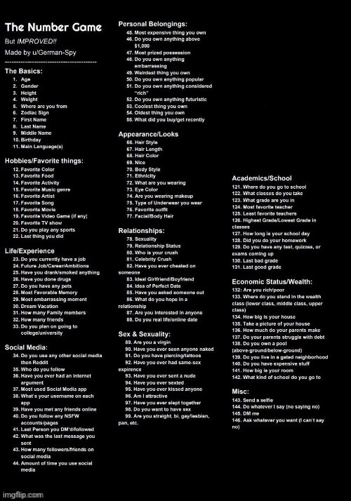 The Number Game (sexless) | image tagged in the number game sexless | made w/ Imgflip meme maker