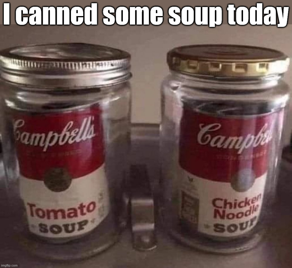 Canned cans | I canned some soup today | image tagged in you had one job | made w/ Imgflip meme maker
