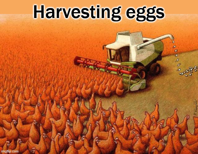 I don't think is the way it works | Harvesting eggs | image tagged in comics/cartoons | made w/ Imgflip meme maker