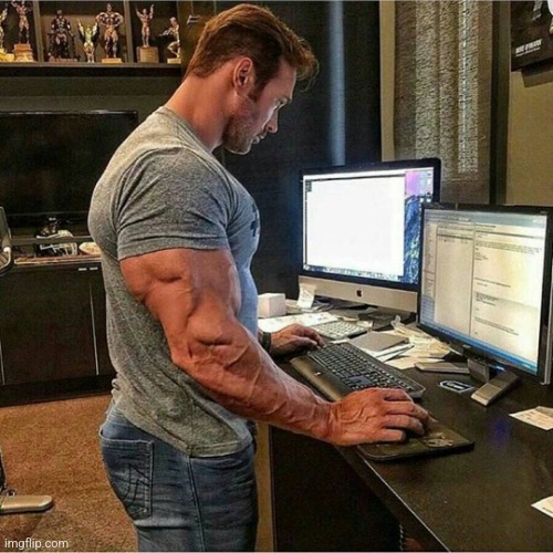 Buff Guy On Computer | image tagged in buff guy on computer | made w/ Imgflip meme maker