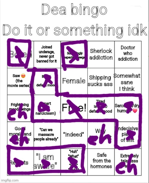 Dea bingo | image tagged in dea bingo | made w/ Imgflip meme maker