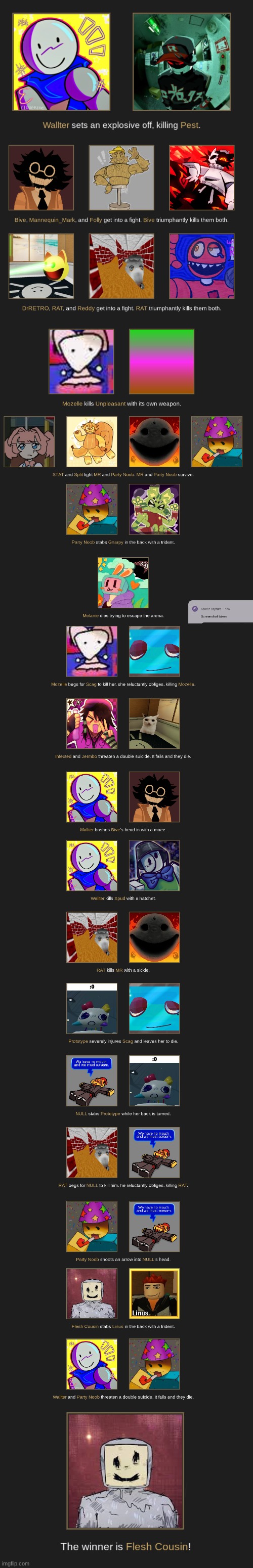 Regretevator Hunger Games! W Rat for killing Mr, such a goated npc is very underrated. | made w/ Imgflip meme maker