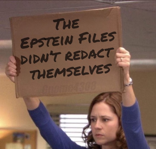 The Epstein Files
didn’t redact 
themselves; Gnome4308 | made w/ Imgflip meme maker