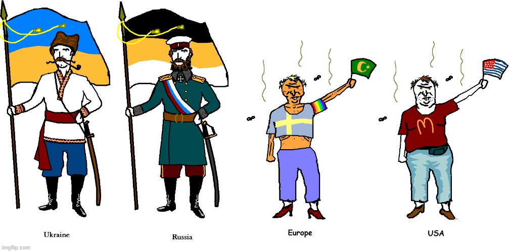 4chan flag bearers | image tagged in 4chan,ukraine,russia,europe,usa | made w/ Imgflip meme maker
