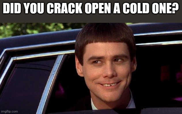 dumb and dumber | DID YOU CRACK OPEN A COLD ONE? | image tagged in dumb and dumber | made w/ Imgflip meme maker