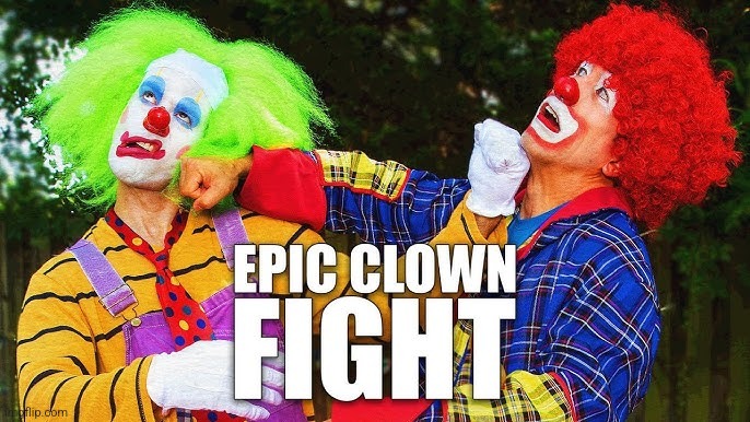 New template | image tagged in epic clown fight | made w/ Imgflip meme maker