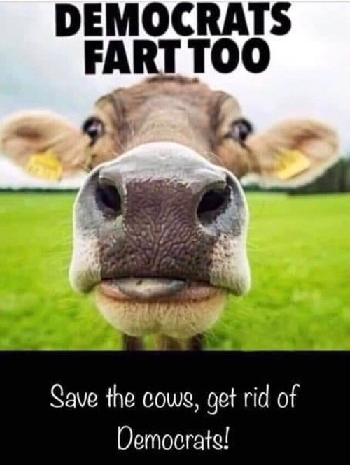 Democrats Fart Too | image tagged in funny,truth,libtards,democrats fart too,fart,save the cows | made w/ Imgflip meme maker