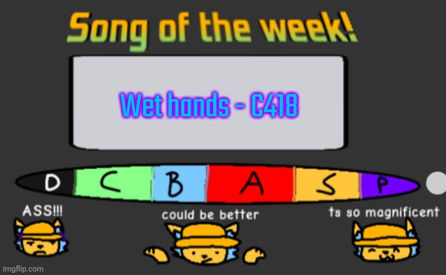 Repost because I forgot to add it's peak rating | Wet hands - C418 | image tagged in song of the week | made w/ Imgflip meme maker