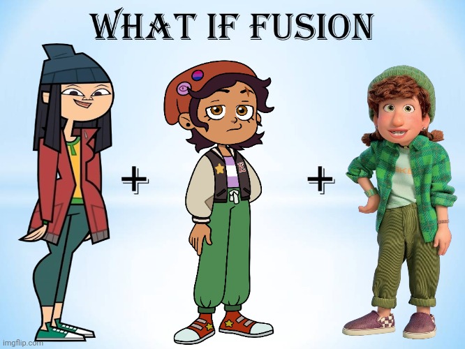 MK + Luz + Miriam (Triple Fusion) | image tagged in what if this character fuses 2,beanie,tomboys,toque,tomboyish,teenagers | made w/ Imgflip meme maker