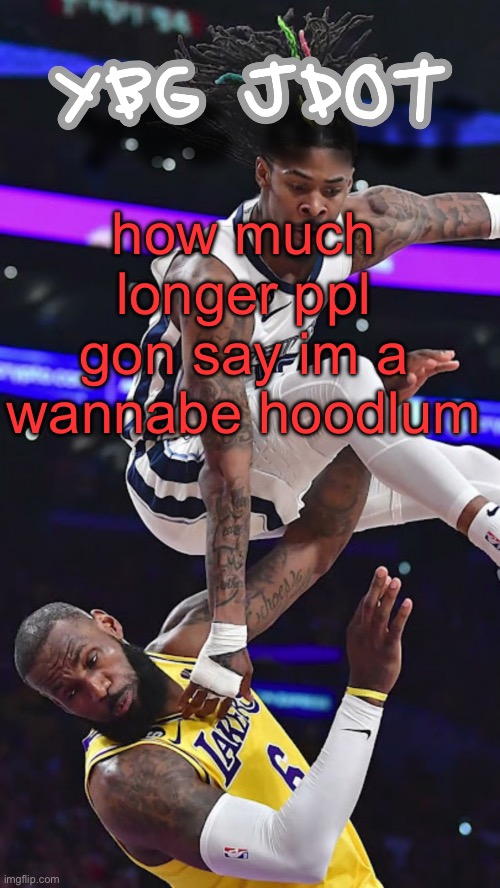 a mfer likes basketball and uses slang and all of a sudden im a wannabe hoodlum | how much longer ppl gon say im a wannabe hoodlum | image tagged in jdot temp | made w/ Imgflip meme maker