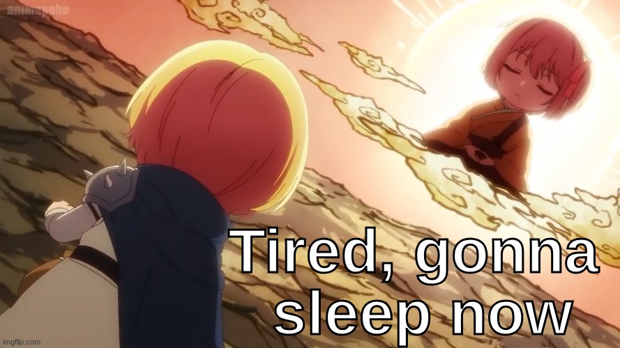 Tired, gonna 
sleep now | made w/ Imgflip meme maker