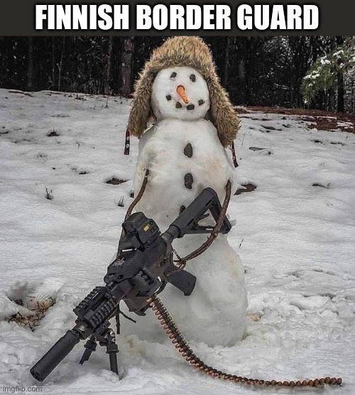 Snowman | FINNISH BORDER GUARD | image tagged in snowman,gun,guard,finland | made w/ Imgflip meme maker