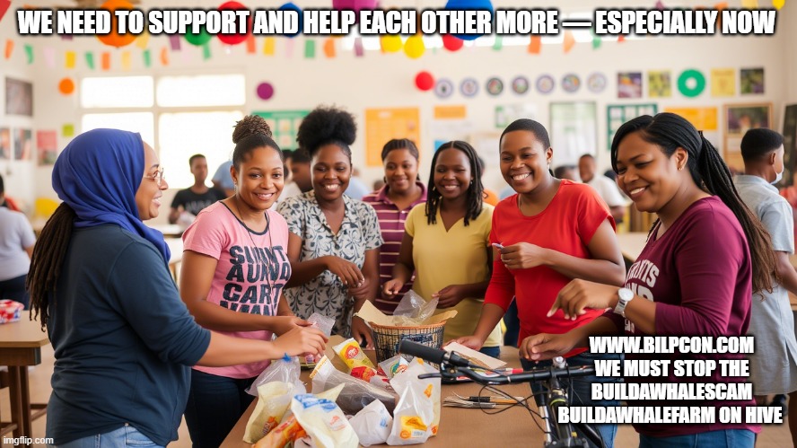WE NEED TO SUPPORT AND HELP EACH OTHER MORE — ESPECIALLY NOW; WWW.BILPCON.COM WE MUST STOP THE BUILDAWHALESCAM BUILDAWHALEFARM ON HIVE | made w/ Imgflip meme maker