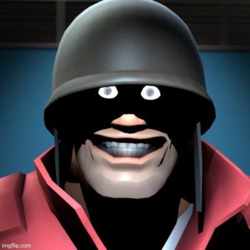 Soldier creepy smile | image tagged in soldier creepy smile | made w/ Imgflip meme maker