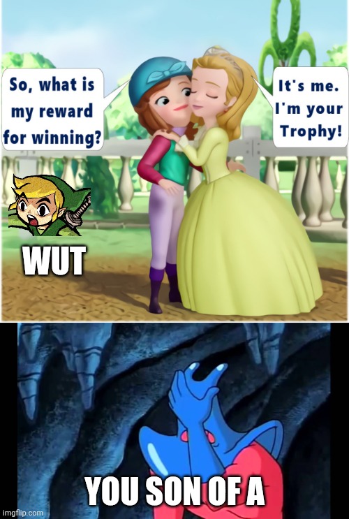 Man Ray sure does facepalm whenever he hears that Amber is Sofia's trophy for winning | WUT; YOU SON OF A | image tagged in man ray facepalm,spongebob squarepants,sofia the first,fun,memes,funny memes | made w/ Imgflip meme maker